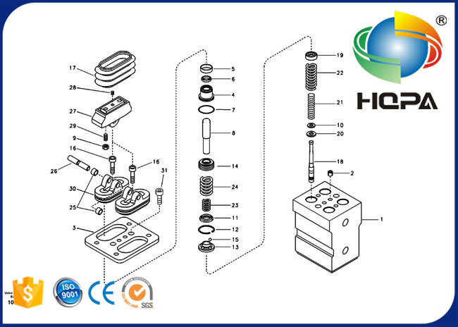 볼보 EC140 EC210 EC240을 위한 SA8230-27530 리모트 컨트롤 밸브 페달 봉지 키트