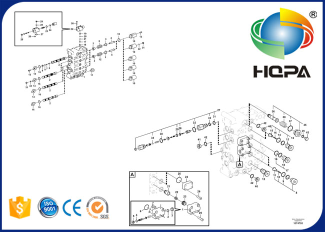 굴삭기 볼보 EC220D를 위한 VOE14600640 14600640 메인 콘트롤 밸브 봉지 키트