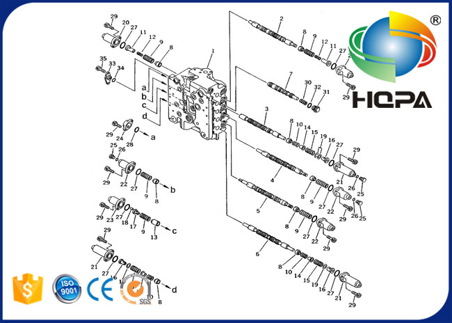 PC310-5를 위한 0 메인 콘트롤 밸브 봉지 키트